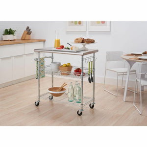 EcoStorage Chrome Color 34 in. Stainless Steel Kitchen Cart
