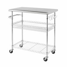 Load image into Gallery viewer, EcoStorage Chrome Color 34 in. Stainless Steel Kitchen Cart