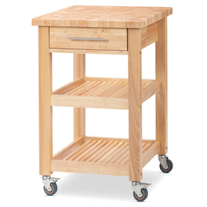 Portable Kitchen Cart with Butcher Block Top