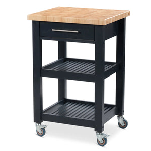 Portable Kitchen Cart with Butcher Block Top