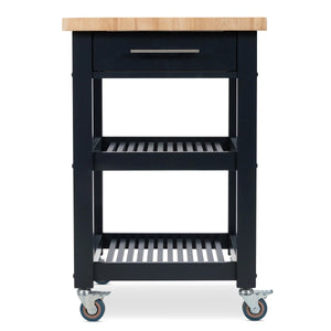 Portable Kitchen Cart with Butcher Block Top