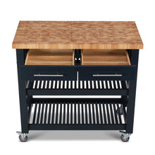 Load image into Gallery viewer, Portable Kitchen Cart with Butcher Block Top