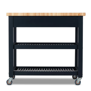 Portable Kitchen Cart with Butcher Block Top