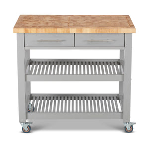 Portable Kitchen Cart with Butcher Block Top