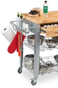 Portable Kitchen Cart with Butcher Block Top