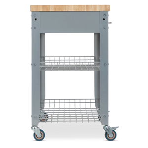 Portable Kitchen Cart with Butcher Block Top