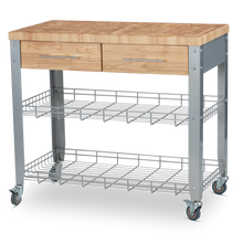 Load image into Gallery viewer, Portable Kitchen Cart with Butcher Block Top