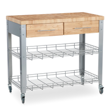 Load image into Gallery viewer, Portable Kitchen Cart with Butcher Block Top