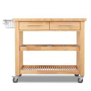 Portable Kitchen Cart with Butcher Block Top