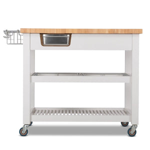 Portable Kitchen Cart with Butcher Block Top