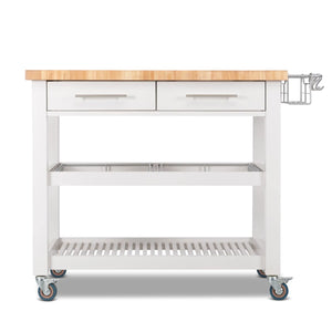 Portable Kitchen Cart with Butcher Block Top