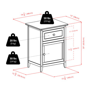 Winsome Wood Eugene Accent Table, Nightstand in White