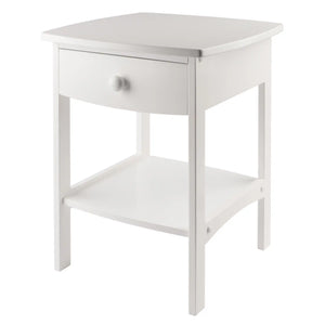 Winsome Wood Claire Curved Accent Table, Nightstand in White