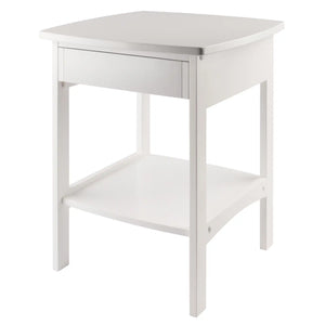 Winsome Wood Claire Curved Accent Table, Nightstand in White