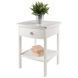 Winsome Wood Claire Curved Accent Table, Nightstand in White