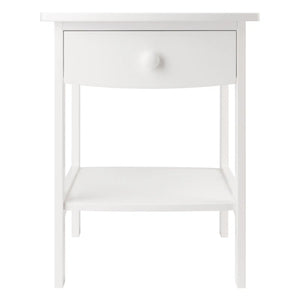 Winsome Wood Claire Curved Accent Table, Nightstand in White