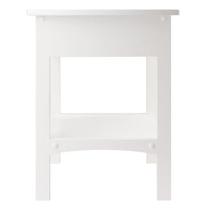 Winsome Wood Claire Curved Accent Table, Nightstand in White