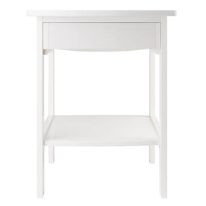 Winsome Wood Claire Curved Accent Table, Nightstand in White