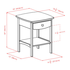 Winsome Wood Claire Curved Accent Table, Nightstand in White