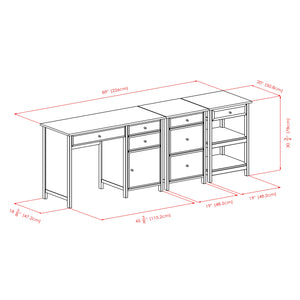 Winsome Wood Delta 3-Pc Home Office Desk Set in White