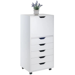 Winsome Wood Halifax Tall Storage Cabinet, 5-Drawer in White