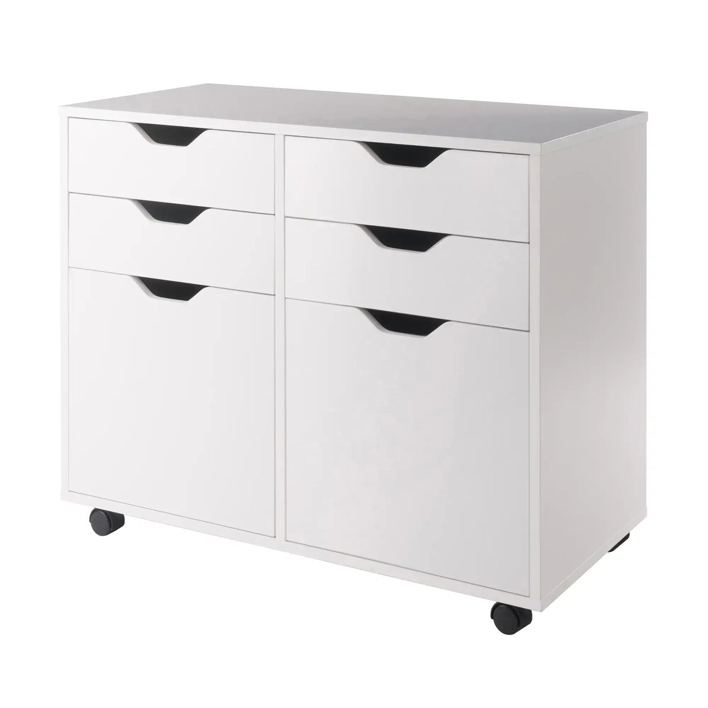 Winsome Wood Halifax Wide 2-Door Storage Cabinet, 4-Drawer in White