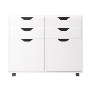 Winsome Wood Halifax Wide 2-Door Storage Cabinet, 4-Drawer in White