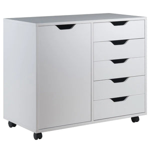 Winsome Wood Halifax Wide Storage Cabinet, 5-Drawer in White 