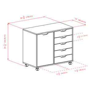 Winsome Wood Halifax Wide Storage Cabinet, 5-Drawer in White 