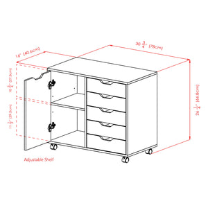 Winsome Wood Halifax Wide Storage Cabinet, 5-Drawer in White 