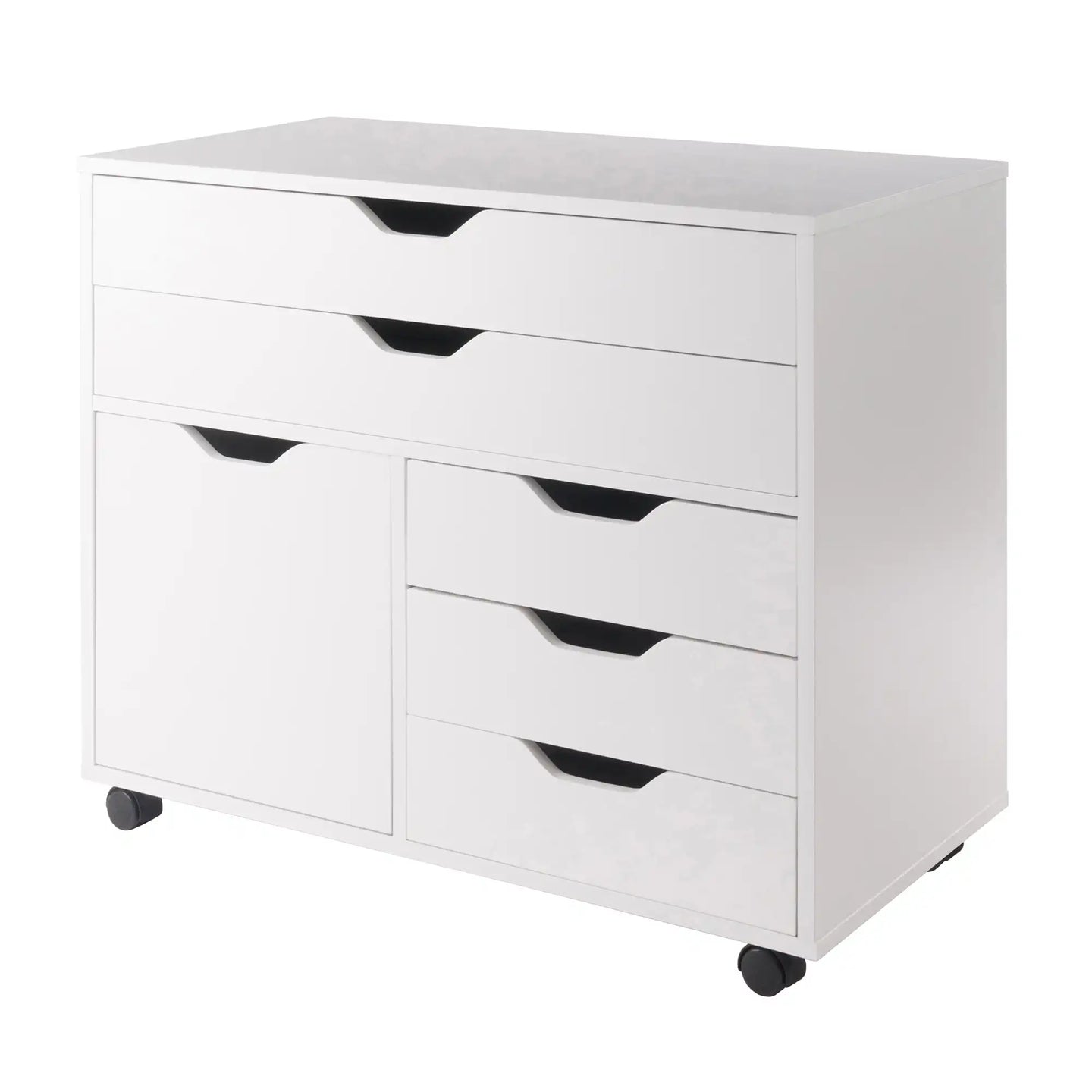 Winsome Wood Halifax Wide Storage Cabinet, 3-Small and 2-Wide Drawers in White 