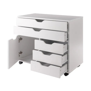 Winsome Wood Halifax Wide Storage Cabinet, 3-Small and 2-Wide Drawers in White 