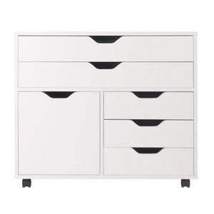 Winsome Wood Halifax Wide Storage Cabinet, 3-Small and 2-Wide Drawers in White 