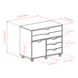 Winsome Wood Halifax Wide Storage Cabinet, 3-Small and 2-Wide Drawers in White 