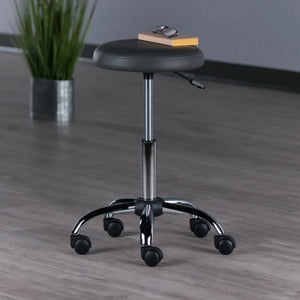 Winsome Wood Clyde Adjustable Cushion Seat Swivel Stool in Charcoal and Chrome 
