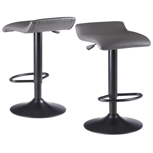 Winsome Wood Tarah 2-Pc Adjustable Swivel Seat Stool Set in Black and Slate Gray