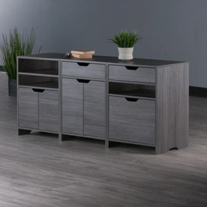 Winsome Wood Nova 3-Pc Storage Cabinet Set in Charcoal