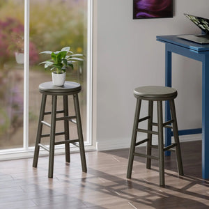 Winsome Wood Shelby 2-Pc Swivel Seat Counter Stool Set in Oyster Gray