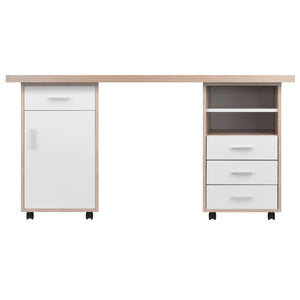 Winsome Wood Kenner 3-Pc Modular Desk Set in Reclaimed Wood and White