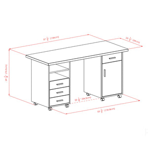 Winsome Wood Kenner 3-Pc Modular Desk Set in Reclaimed Wood and White