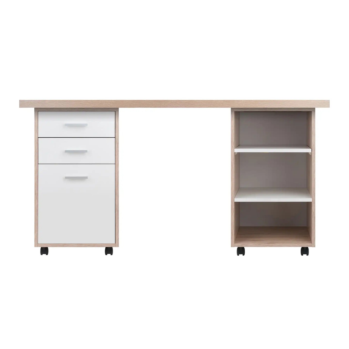 Winsome Wood Kenner 3-Pc Modular Desk Set in Reclaimed Wood and White