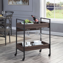 Load image into Gallery viewer, Jerrick 28&quot; Serving Cart in Walnut &amp; Black Finish