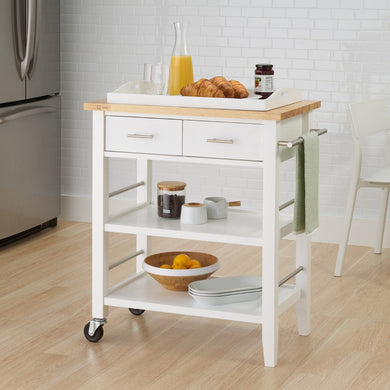 Kitchen Cart with Drawers & Tray | White