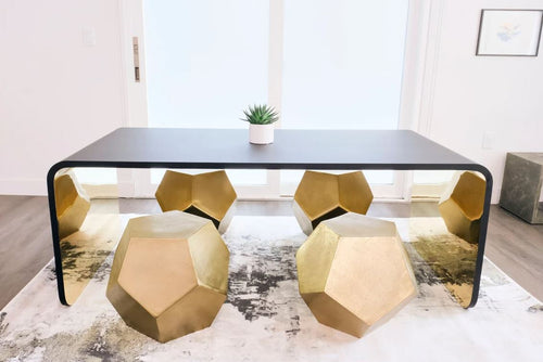 Curved Waterfall Table | Minimal Dining Table | Mid Century Modern Table | Stone Like Table | Low Table | Modern Furniture