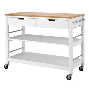 TRINITY Kitchen Island with Drawers | White & Bamboo