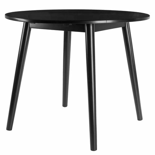 Winsome Wood Moreno Round Drop Leaf Dining Table in Black 