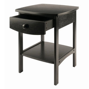 Winsome Wood Claire Curved Accent Table, Nightstand in Black