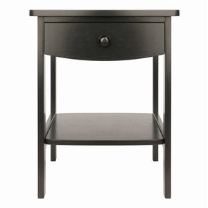 Winsome Wood Claire Curved Accent Table, Nightstand in Black