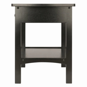 Winsome Wood Claire Curved Accent Table, Nightstand in Black