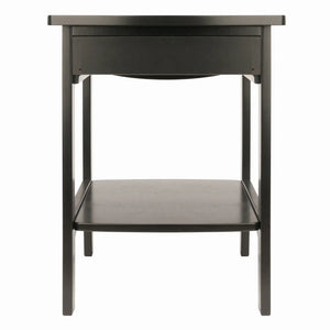 Winsome Wood Claire Curved Accent Table, Nightstand in Black